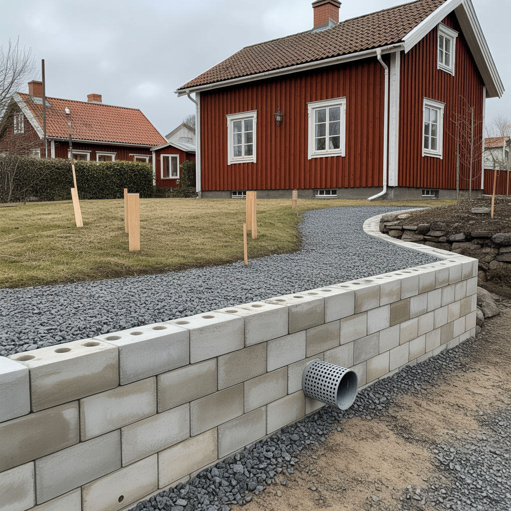 stodmur i tradgard kostnad dranering och bygglov